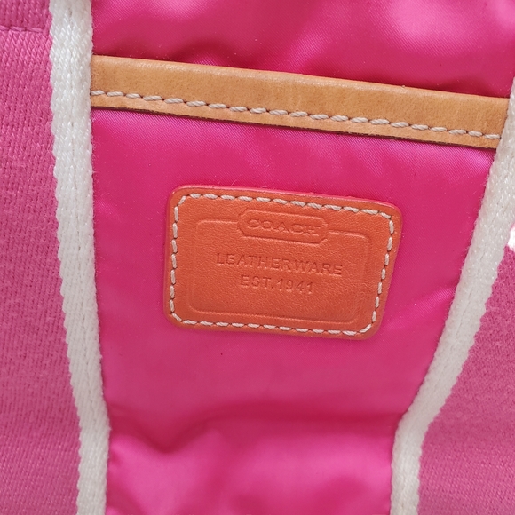 COACH Hamptons Mini Weekender Tote Pink Satin Bag - Picture 2 of 15